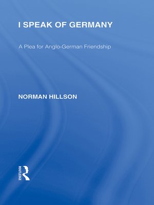 cover image of I Speak of Germany (RLE Responding to Fascism)
